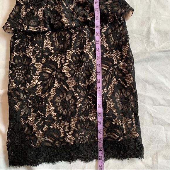 Betsy & Adam Black Lace Open Back Peplum Dress Size 2 - Picture 10 of 16